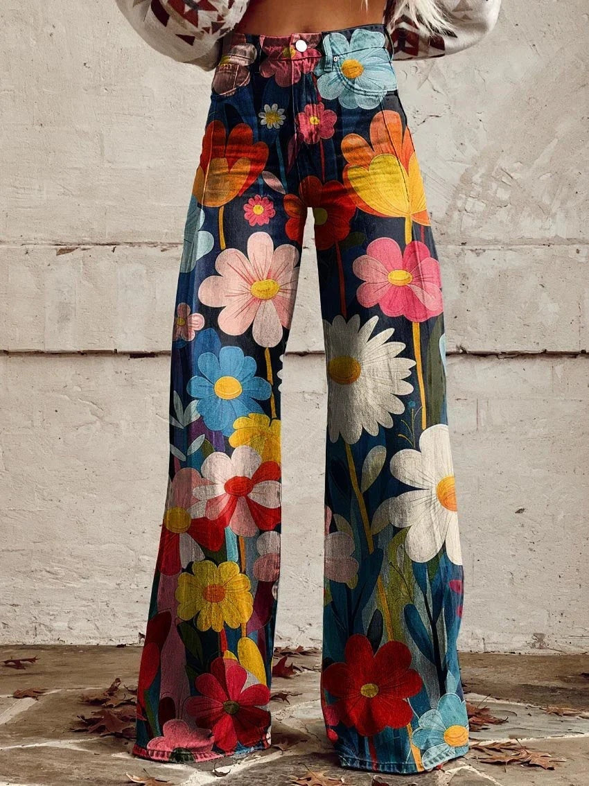 Elodia — Pantalón de pierna ancha estampado de cintura alta