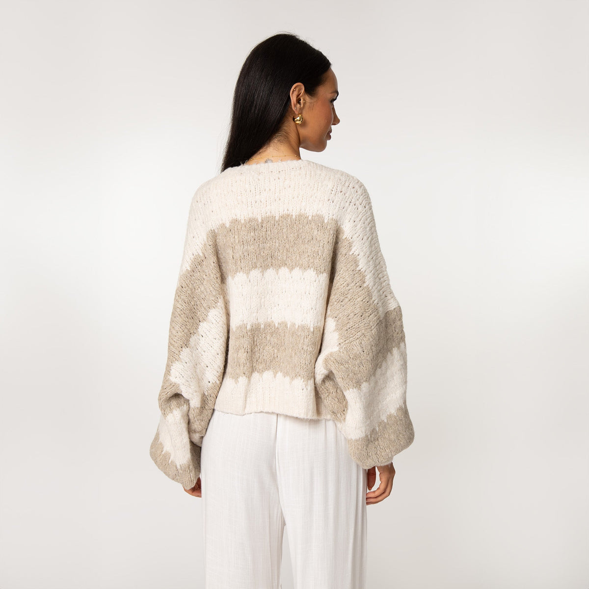 Lía — Cárdigan holgado de rayas llamativas