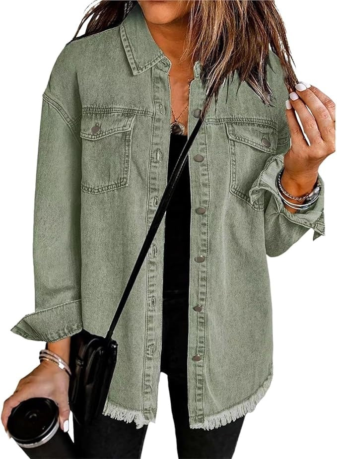 Leda — Sobrecamisa vaquera oversize de manga larga con bolsillos