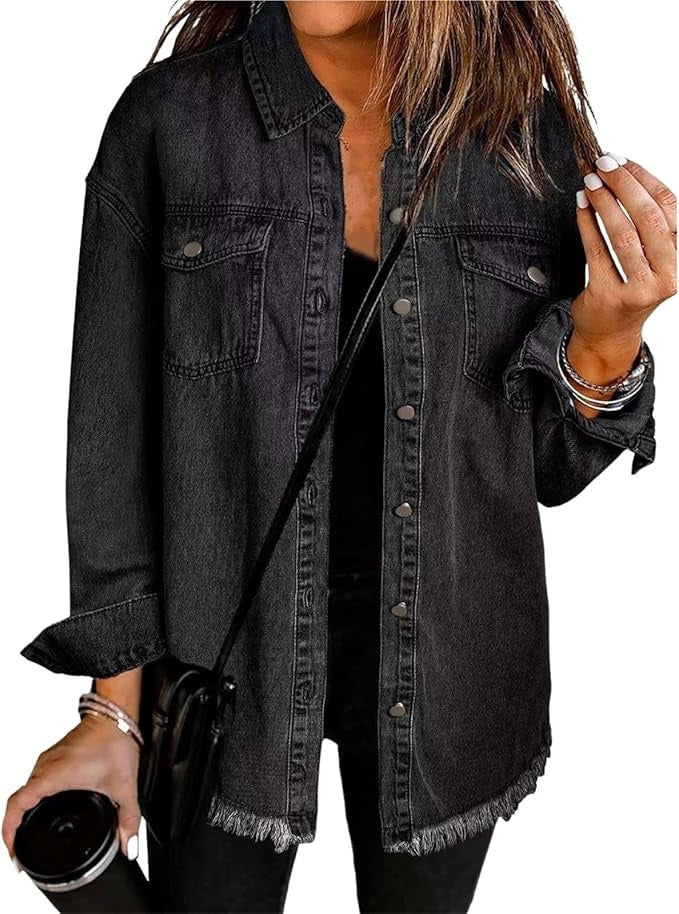 Leda — Sobrecamisa vaquera oversize de manga larga con bolsillos