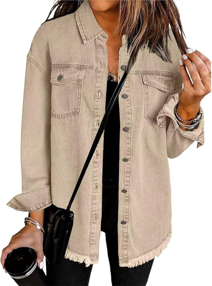 Leda — Sobrecamisa vaquera oversize de manga larga con bolsillos