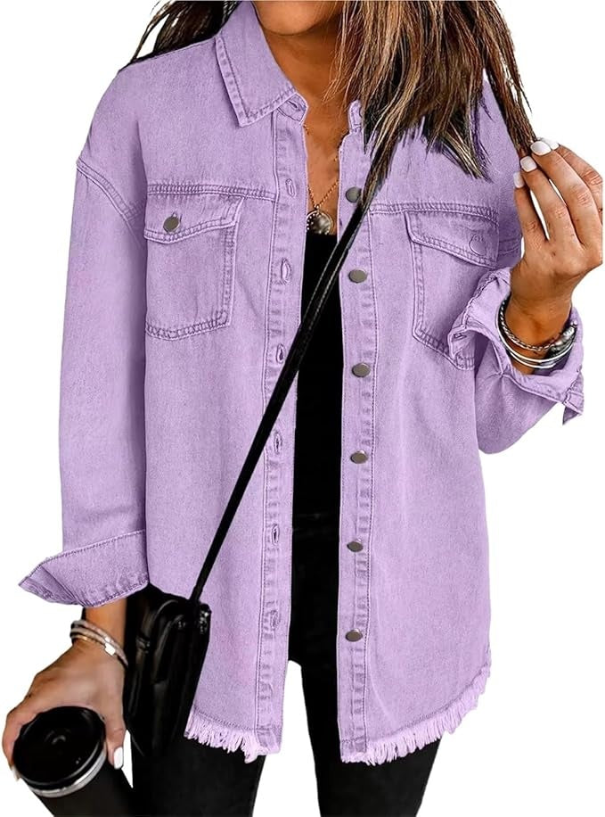 Leda — Sobrecamisa vaquera oversize de manga larga con bolsillos