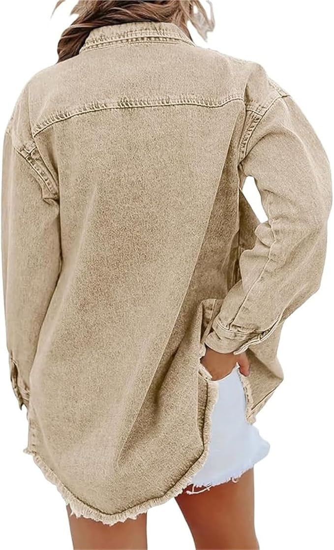 Leda — Sobrecamisa vaquera oversize de manga larga con bolsillos