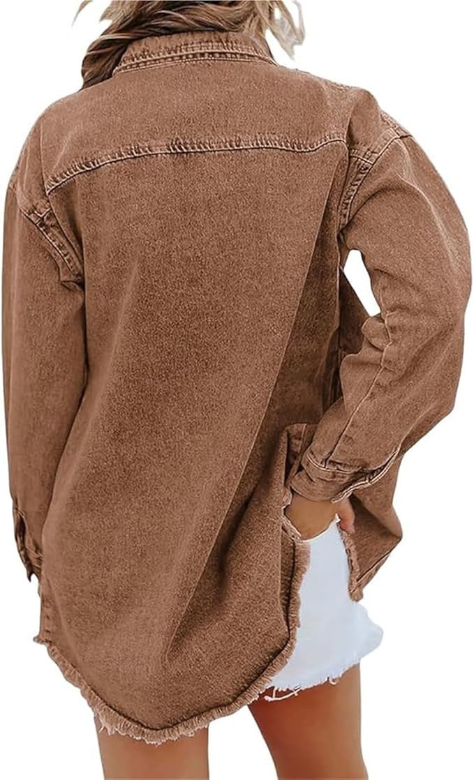 Leda — Sobrecamisa vaquera oversize de manga larga con bolsillos