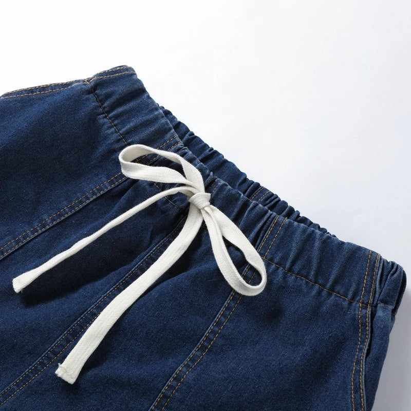 Dalma — Conjunto de denim de camisa de manga corta y shorts