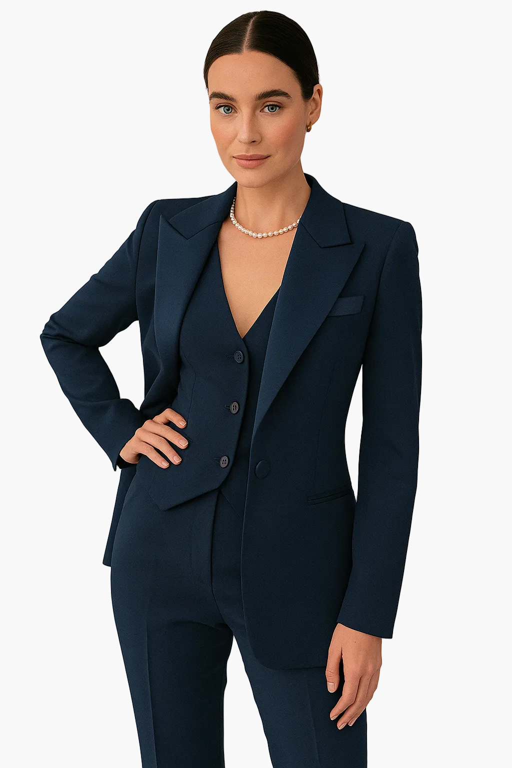 Brisa — Traje de chaqueta de tres piezas con chaleco