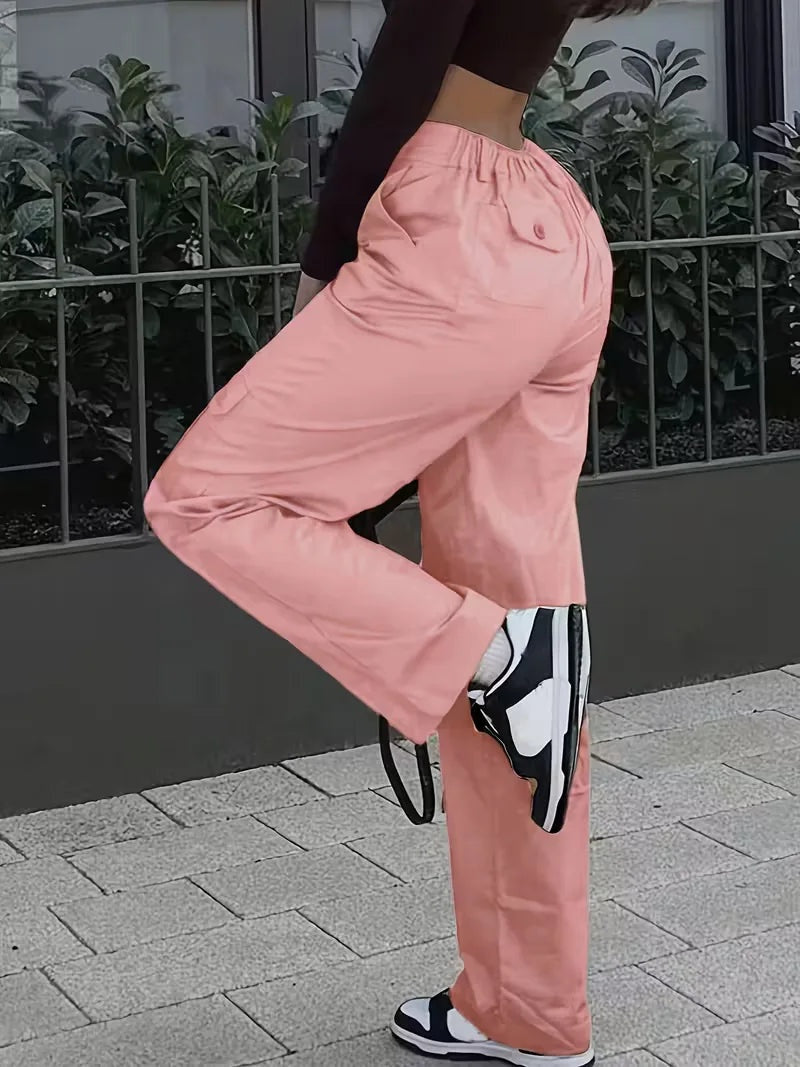 Ivette — Pantalón cargo de polipiel de cintura alta