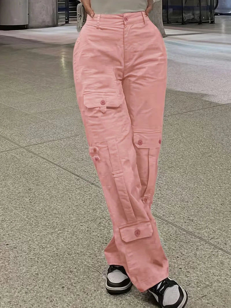 Ivette — Pantalón cargo de polipiel de cintura alta