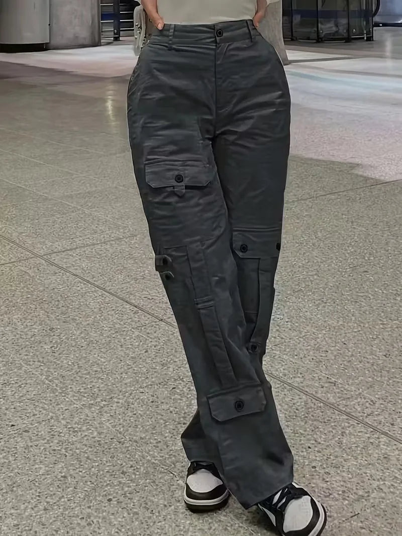 Ivette — Pantalón cargo de polipiel de cintura alta