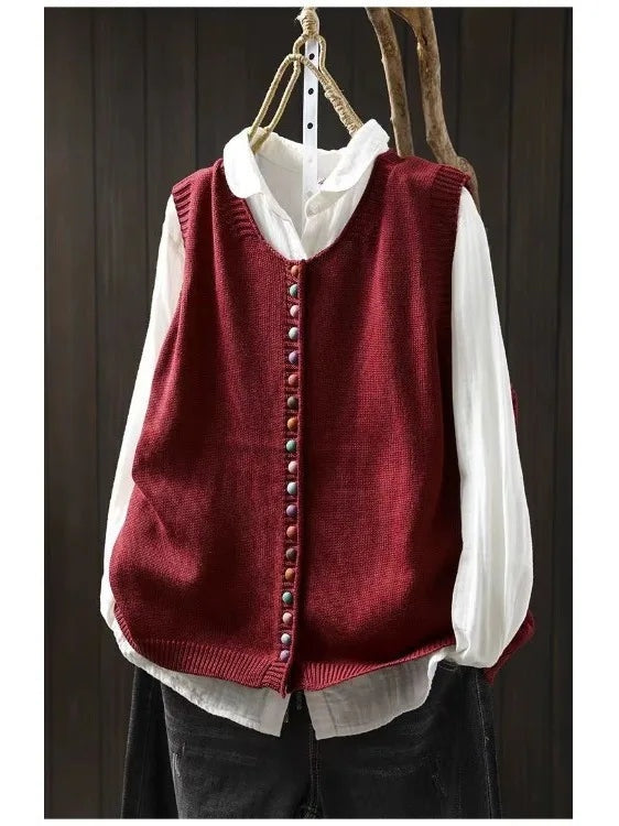 Vega | Chaleco de Punto Mujer Botonera Cuello V