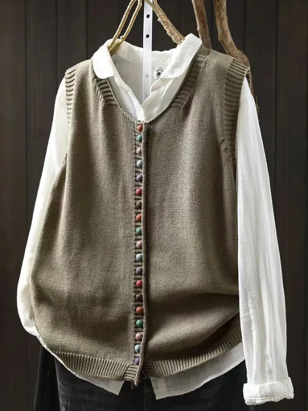 Vega | Chaleco de Punto Mujer Botonera Cuello V