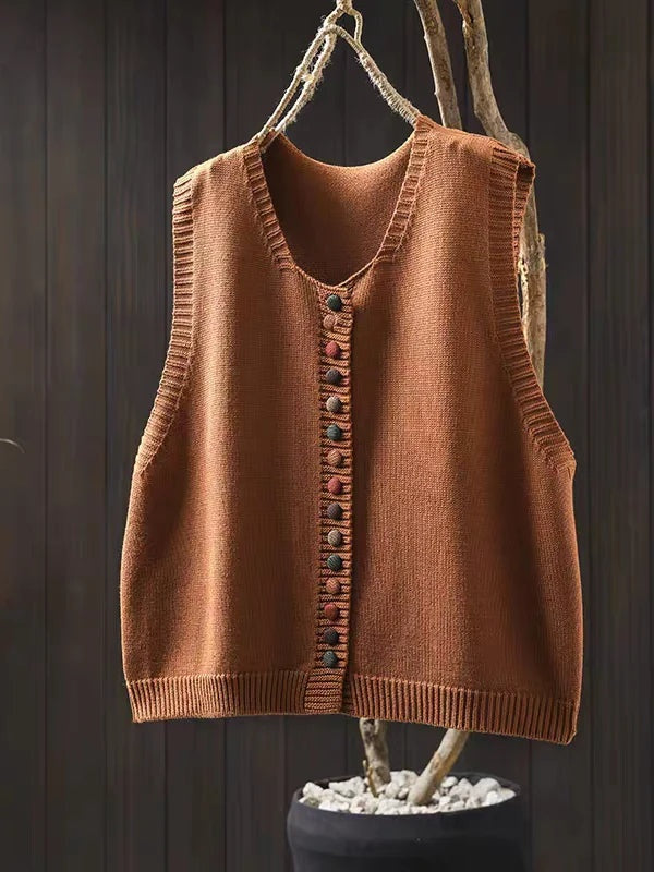 Vega | Chaleco de Punto Mujer Botonera Cuello V