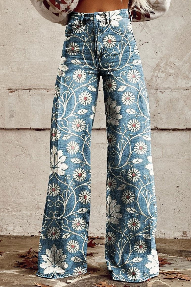 Inara — Pantalón acampanado de estampado floral y cintura alta